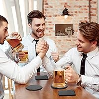 Vista 6 de Hoolerry 72 posavasos de pizarra a granel redondos de 4 pulgadas, color negro, cuadrados para grabado láser natural, bordes en blanco con parte