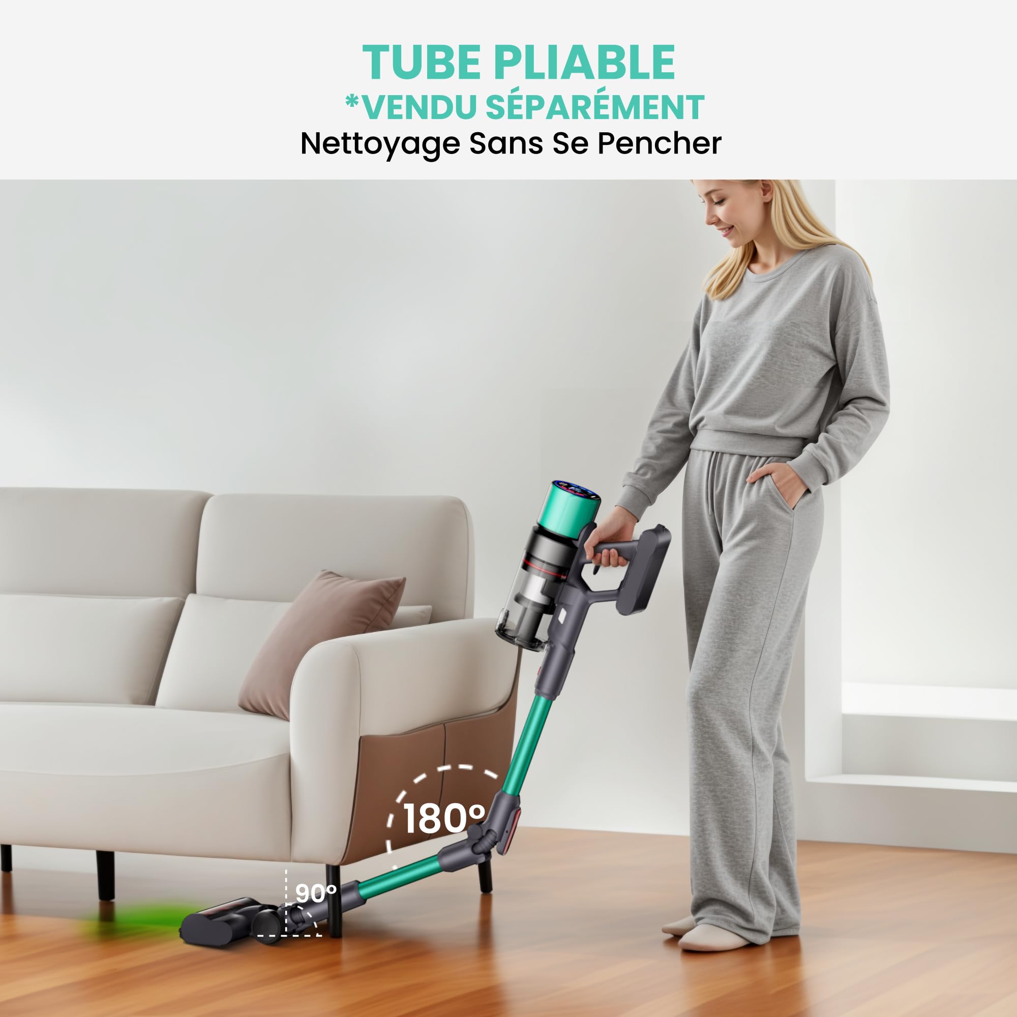 V5 Aspirateur Balai sans Fil, 55Kpa/600W/80Mins Aspirateur sans Fil Puissant, Autoportant Aspirateur Balai, Autonomie Ultra-Longue pour Tapis, Sols Durs, Poils d'animaux