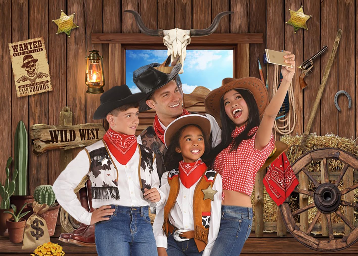 3.6x3m Sfondo Western Cowboy Decorazione rodeo selvaggio West Bar saloon rustico Porta di fienile in legno Sfondo fotografico Tema western Decorazioni per feste di compleanno per bambini