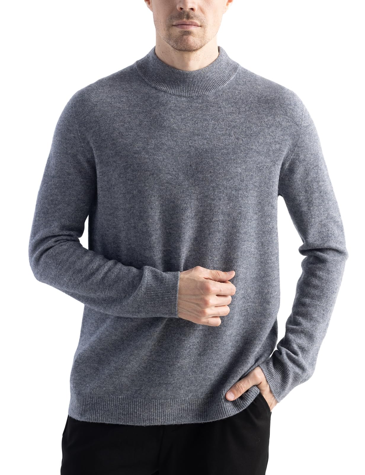 Chanyarn Herren 100% Merinowolle Pullover First-Line Tragefertig Rollkragen Lange Ärmel Nahtloser Strickpullover