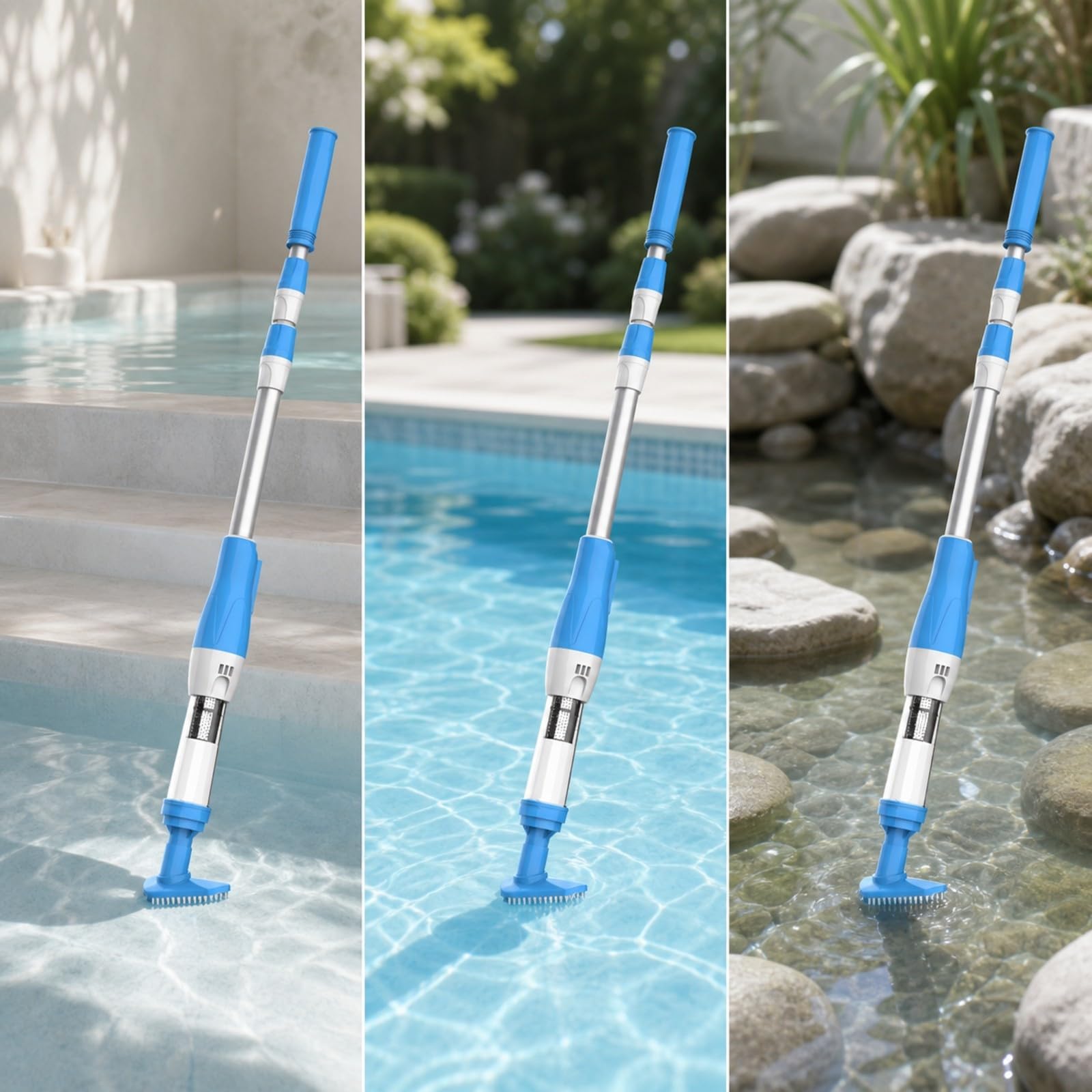 Aspiratore Manuale Impermeabile IPX8 | Aspiratore per Piscina a Batteria, Subacqueo, Idromassaggio, 296