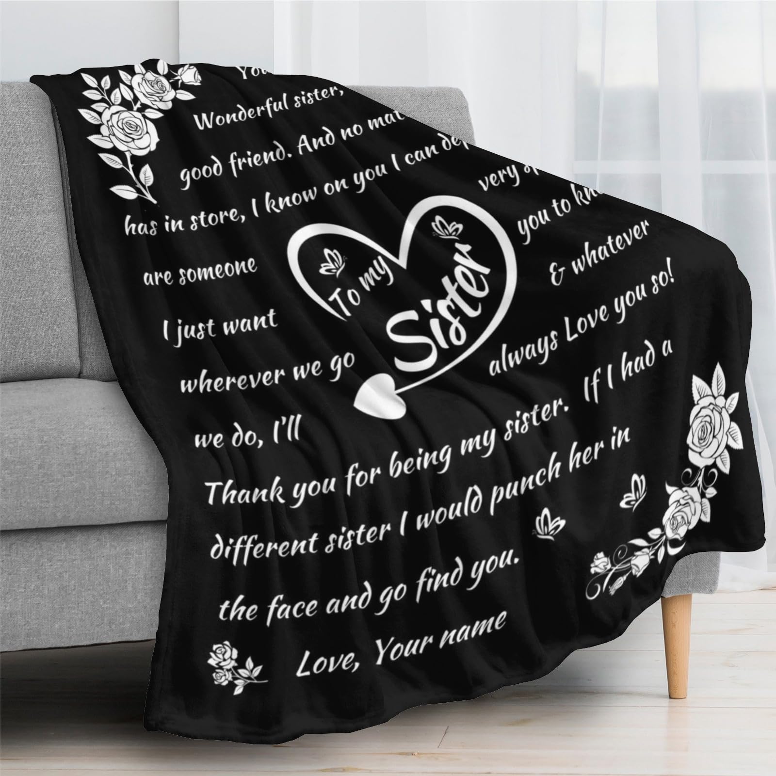 Funny Sister Throw Pillow Cover - 18x18 Inch, Cotton Linen, Sarcastic Sister Gift - View #10
