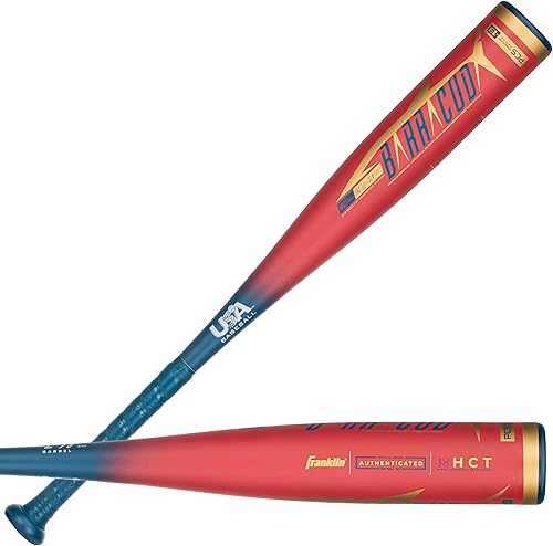 Miniatura 9 de Franklin Sports Bate de teeball para niños, veneno + aluminio Barracuda + compuesto, certificado de béisbol de Estados Unidos para niños + niñas,