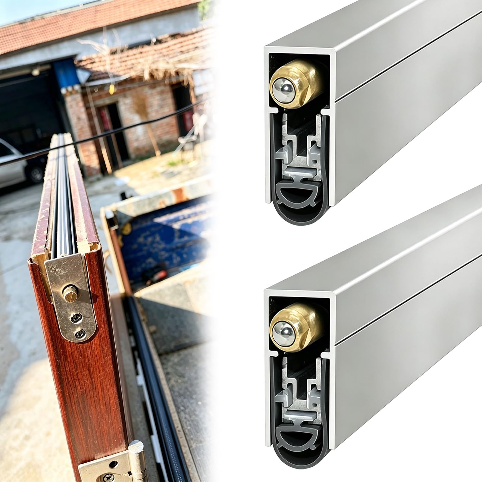 Burlete Automatico Puertas Paquete de 2 sellos automáticos para puerta inferior