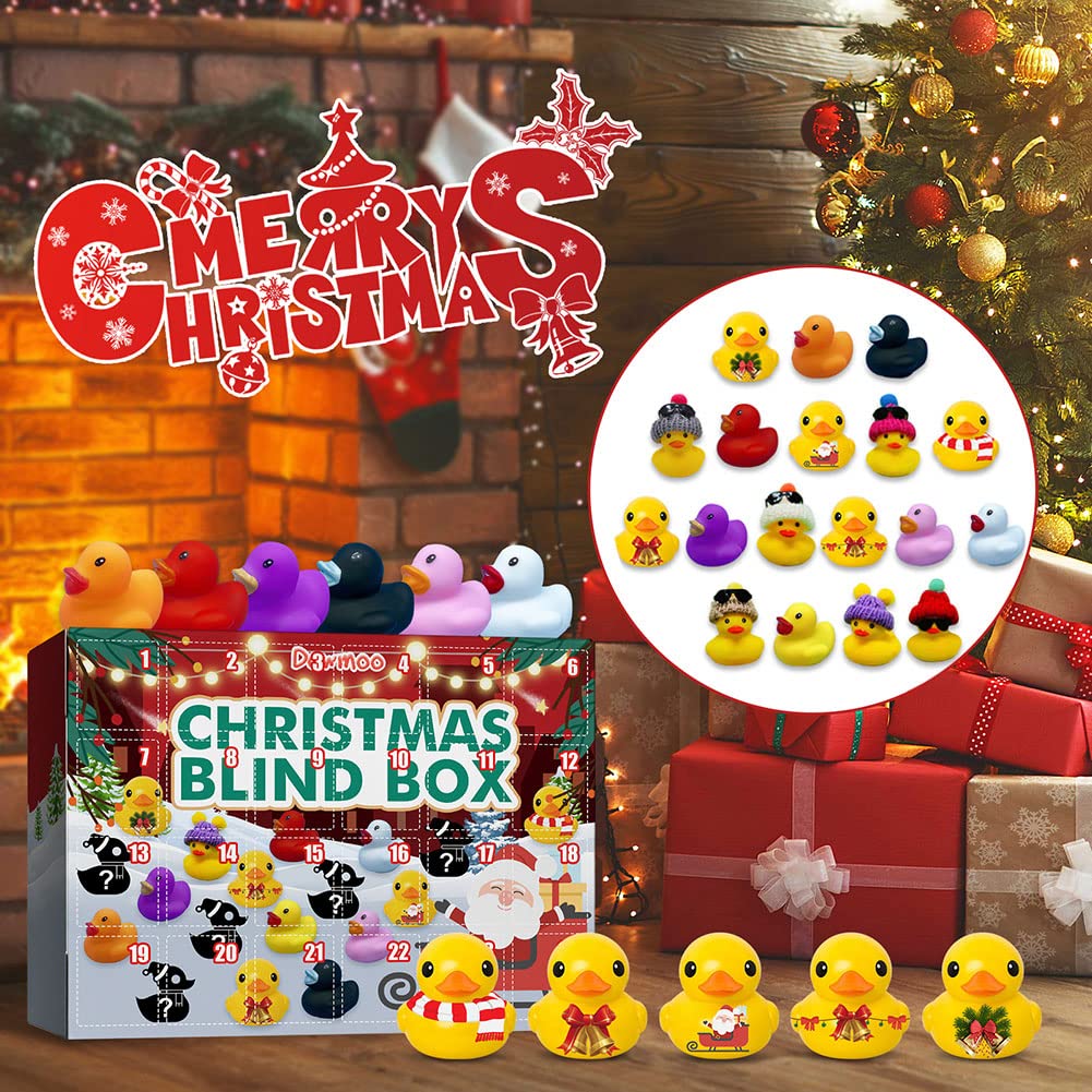 2022 Christmas 24 Days Creative Ducks Countdown Calendar, 24 Grids Countdown Calendar Toy Blind Box Toys Gifts Boxes Exquisite Festive Toys Blind Boxes Holiday Party Favors