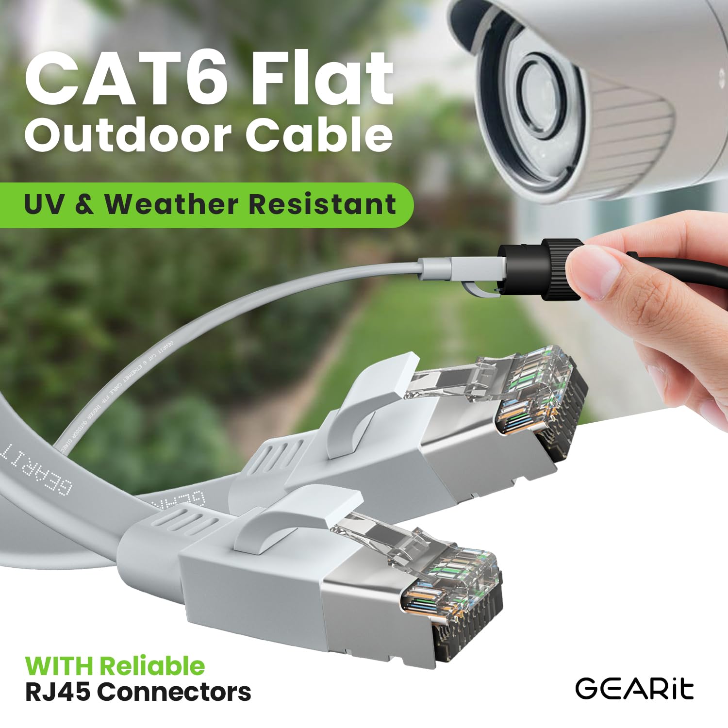 GearIT Cat 6 Outdoor Flat Ethernet Cable (100ft, White) Direct Burial Rated L