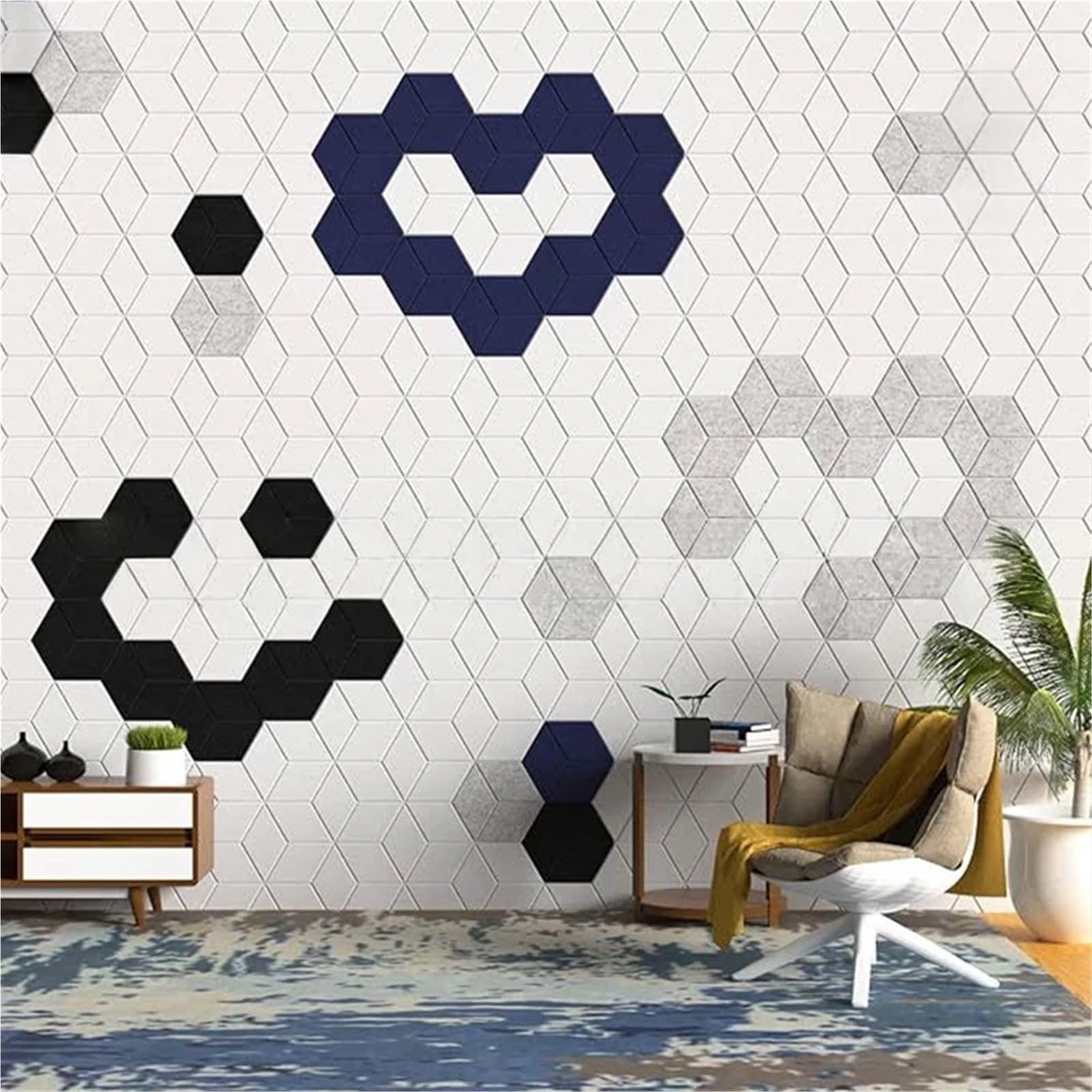 Pannelli autoadesivi in ​​schiuma con rivestimento a forma di Y, assorbe il rumore fondo, decorazione murale Per Studio, Ufficio, Studio