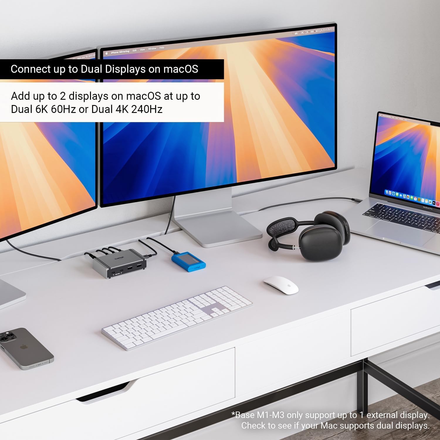 CalDigit E5 – Thunderbolt 5 Element 5 Hub – 9 porte, 4 x Thunderbolt 5/USB4 v2 porte, 3 x USB-A & 2 x USB-C 10 Gbps Ports, Single 8K, Dual 6K/8K, Oro Dual 4K@240Hz Displays, 90 W Charging, 0,8 m Cavo