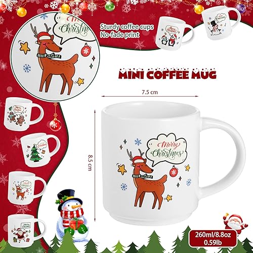 Miniatura 2 de Yungyan 10 tazas de cerámica de Navidad de 9 onzas, tazas de café de Navidad, escenas de nieve, renos, tazas reutilizables de vacaciones a granel