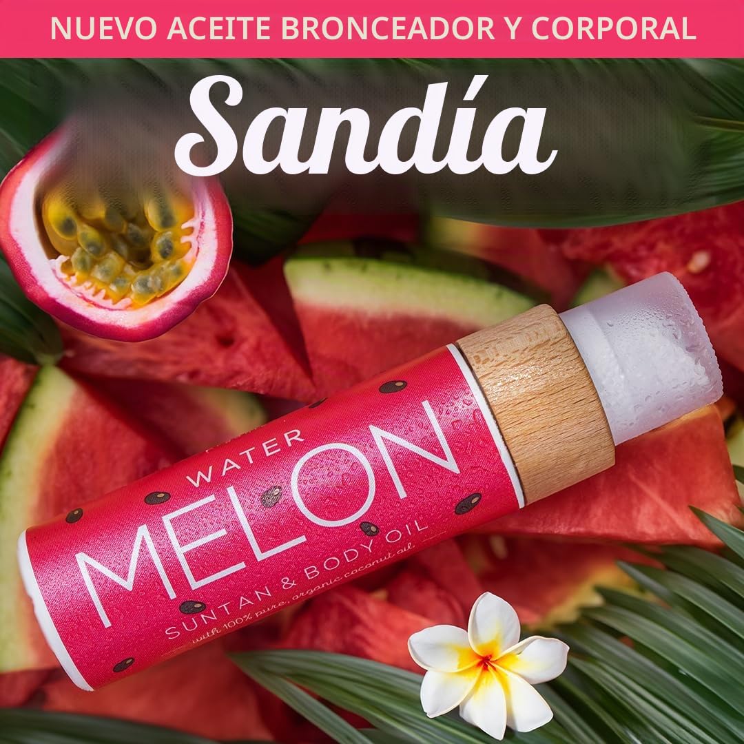 COCOSOLIS Watermelon - Aceite orgánico con vitamina E y aroma de sandía para un bronceado intenso y rápido - Amplificador bronceado