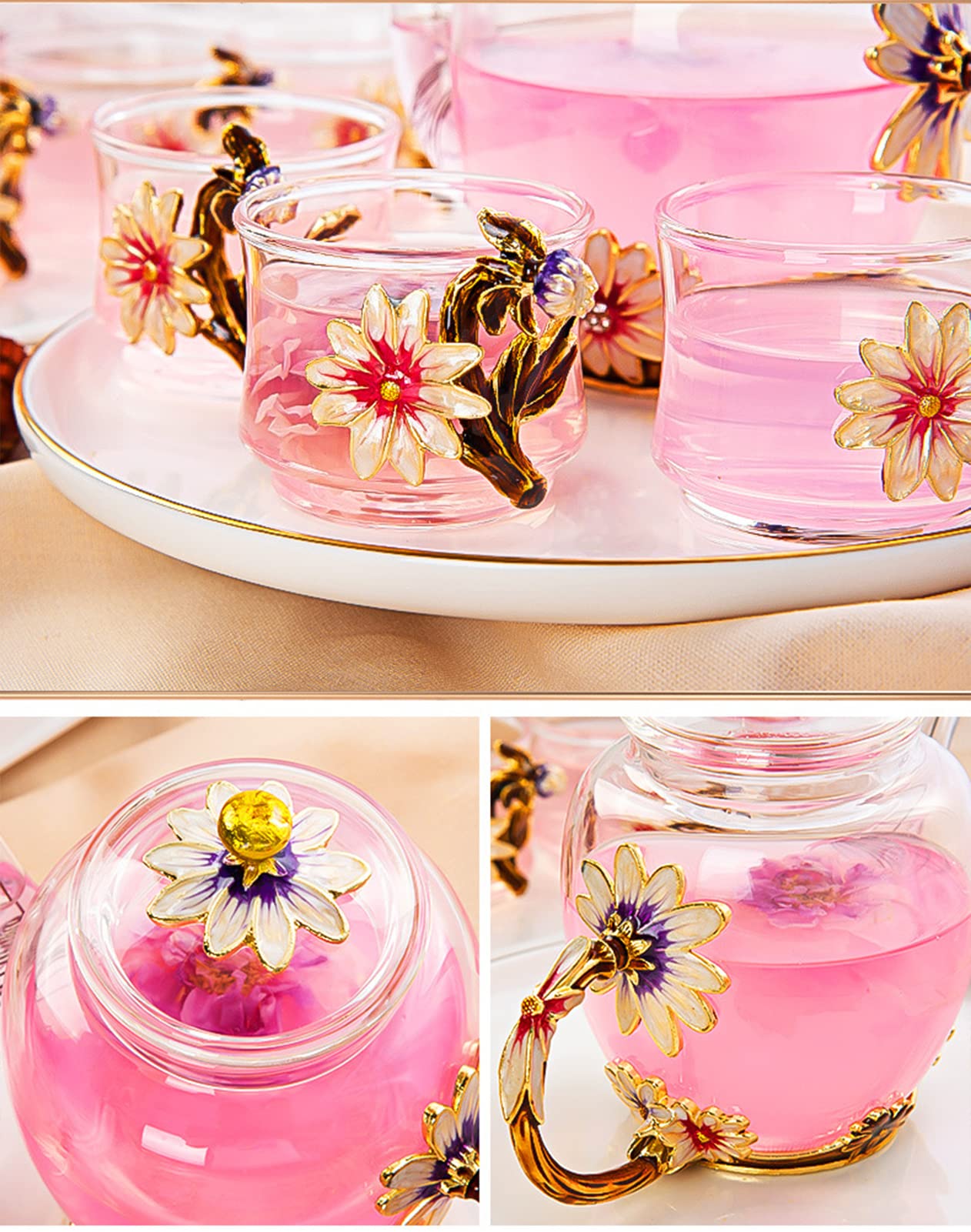 Amazon.com | xixi-home Floral Glass Tea Set for Women 