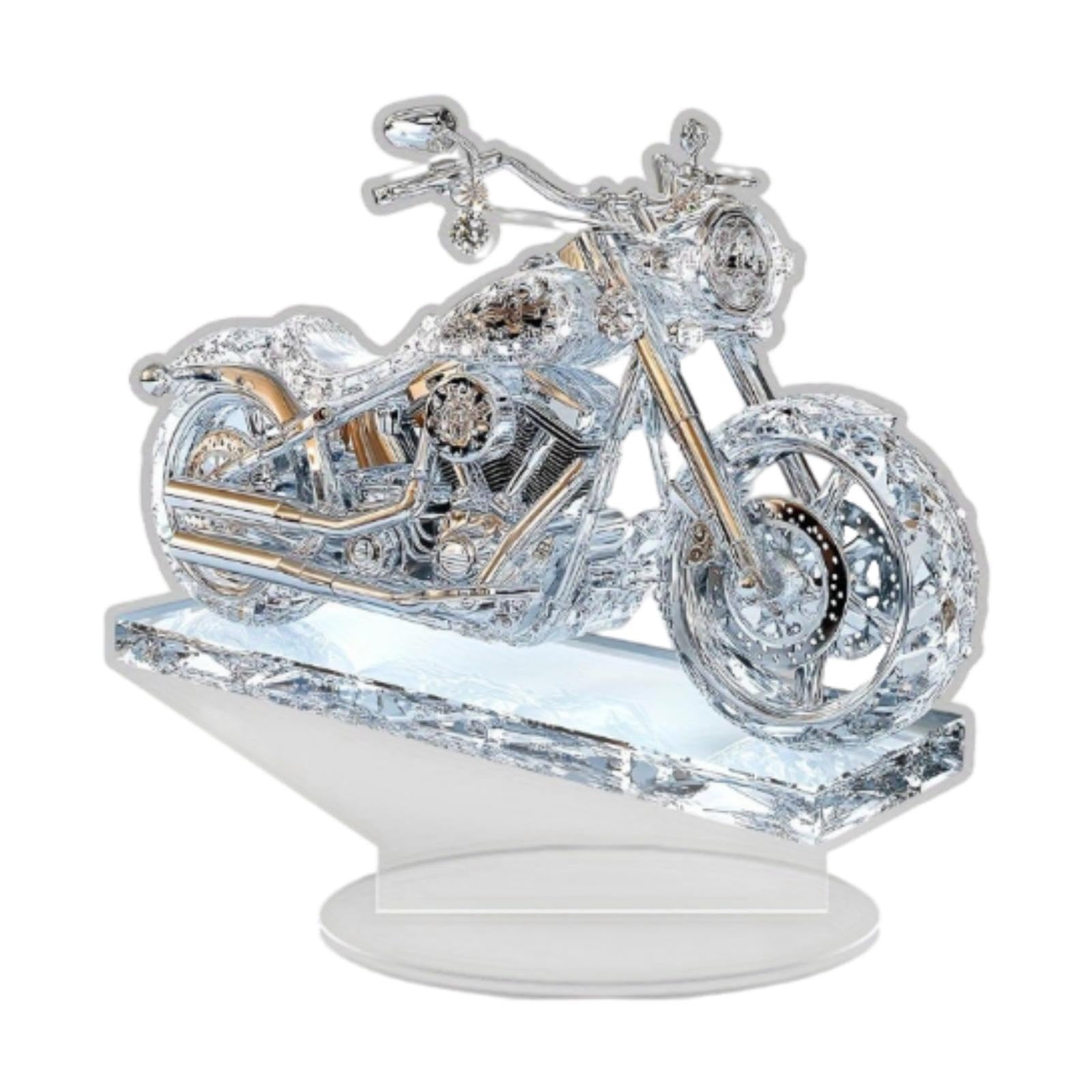 Desktop Motorcycle Statue, 2D Flat Tabletop Ornament Creative Gifts Collectible for Cabinet Table Home Décor Engine Lovers