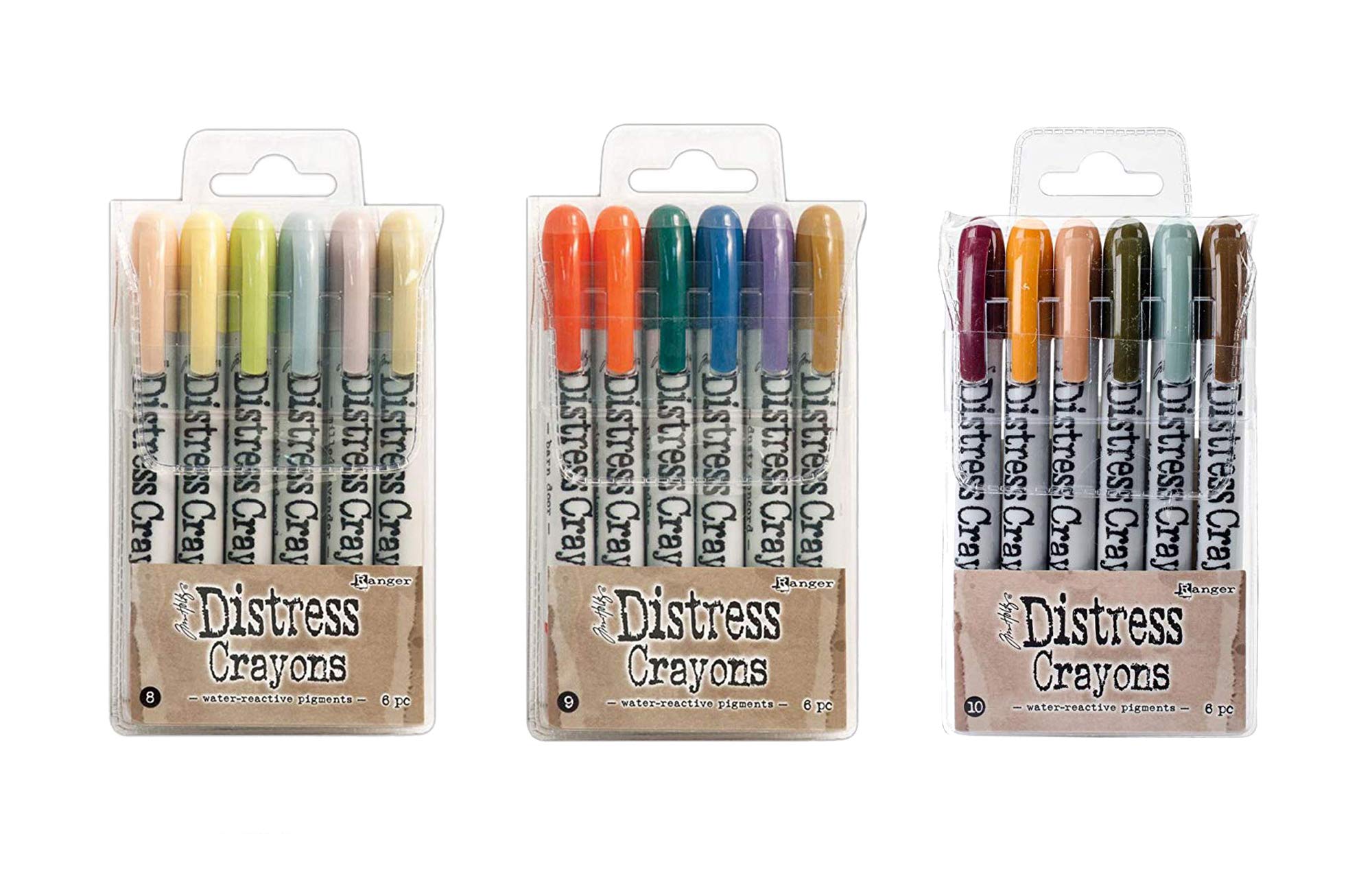 Ranger Tim Holtz 18 Distress Crayons Bundle: Sets 8, 9, 10