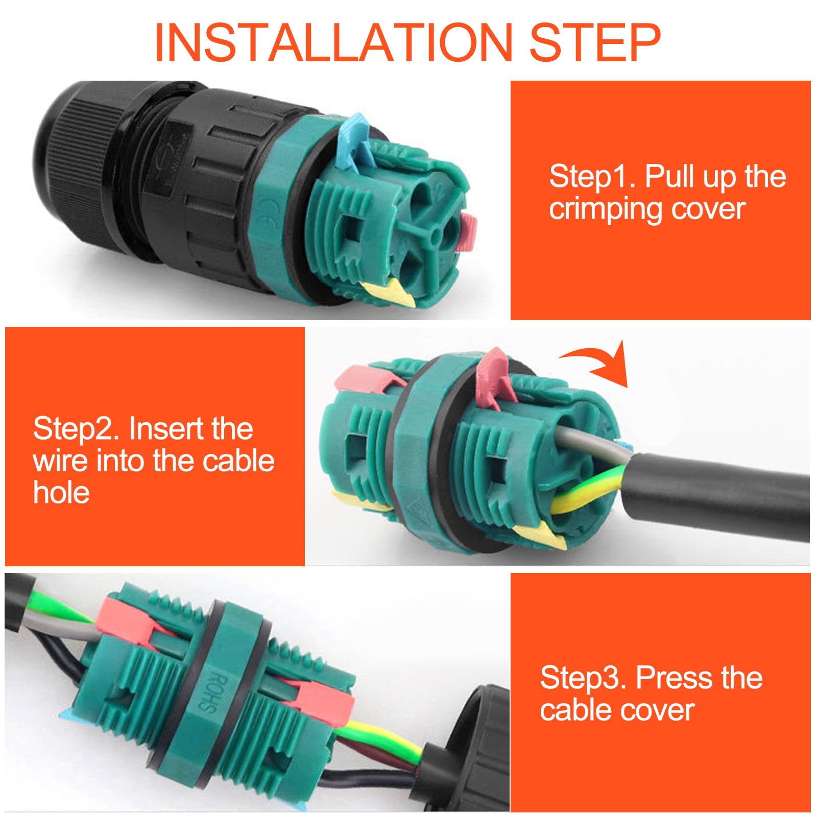 Connecteur Étanche IP68 SP13 3 Broches 13A Mâle + Femelle Montage Sur Panneau Wm13s03pm 01
