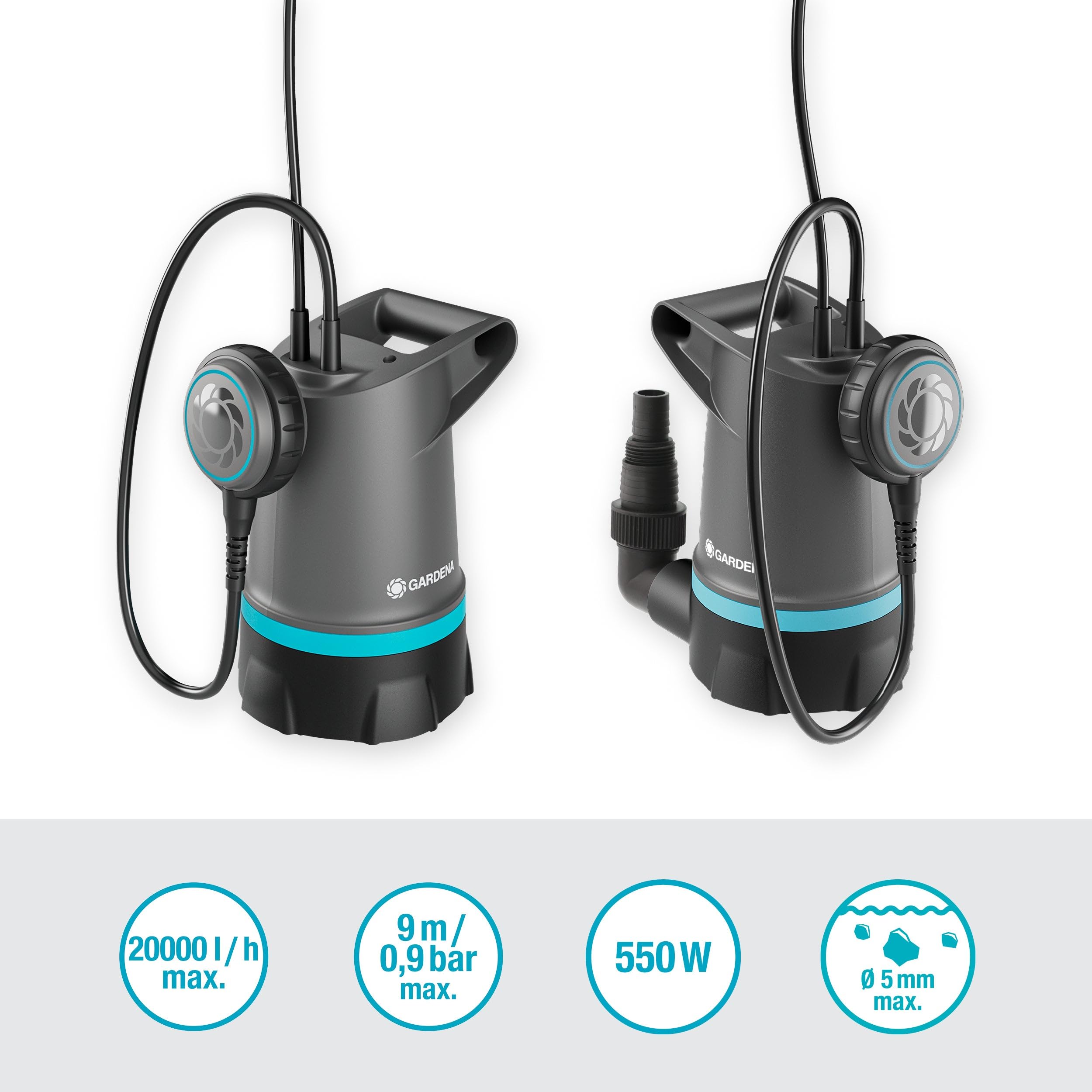 GARDENA Clear Water Submersible Pump 20000 Basic 20,000 l/h with Floating Switch (09016-47)