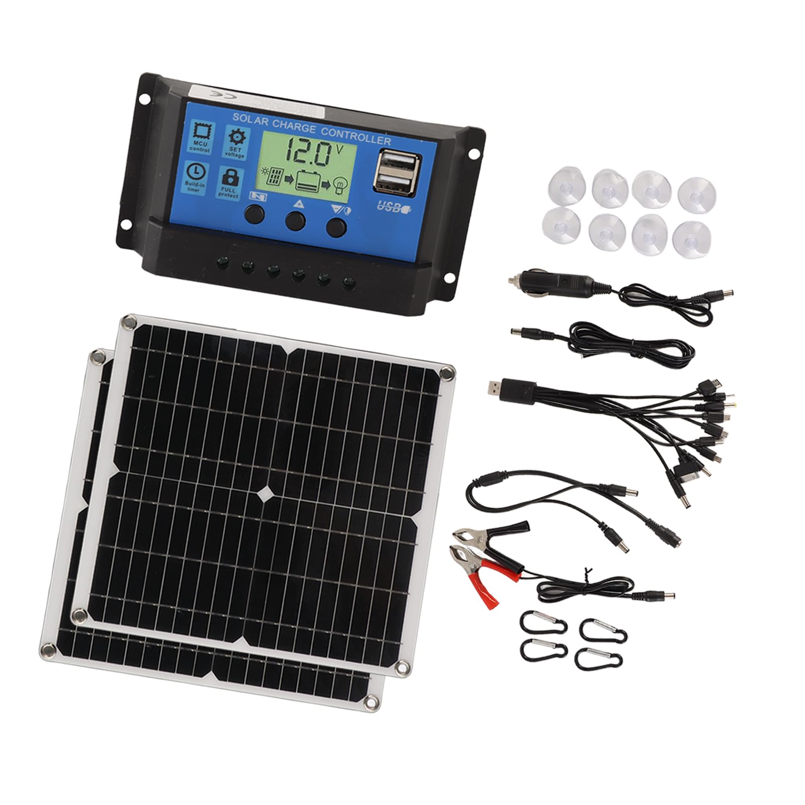 GLOGLOW Cargador Solar Impermeable IP65 Dual USB RV, Silicio Monocristalino, Potencia de 50 W, Mantenedor de Batería de 12 V 24 V para Camping, Senderismo, Uso Fuera de la Red