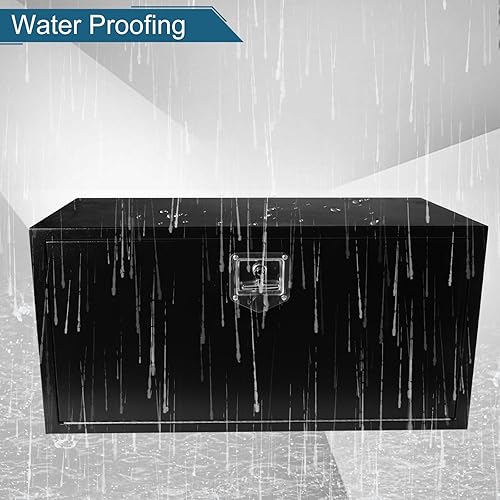 Miniatura 4 de Caja de acero para camión de 36 x 18 x 18 pulgadas, caja de herramientas de acero resistente negro, caja de herramientas para camioneta, organizador