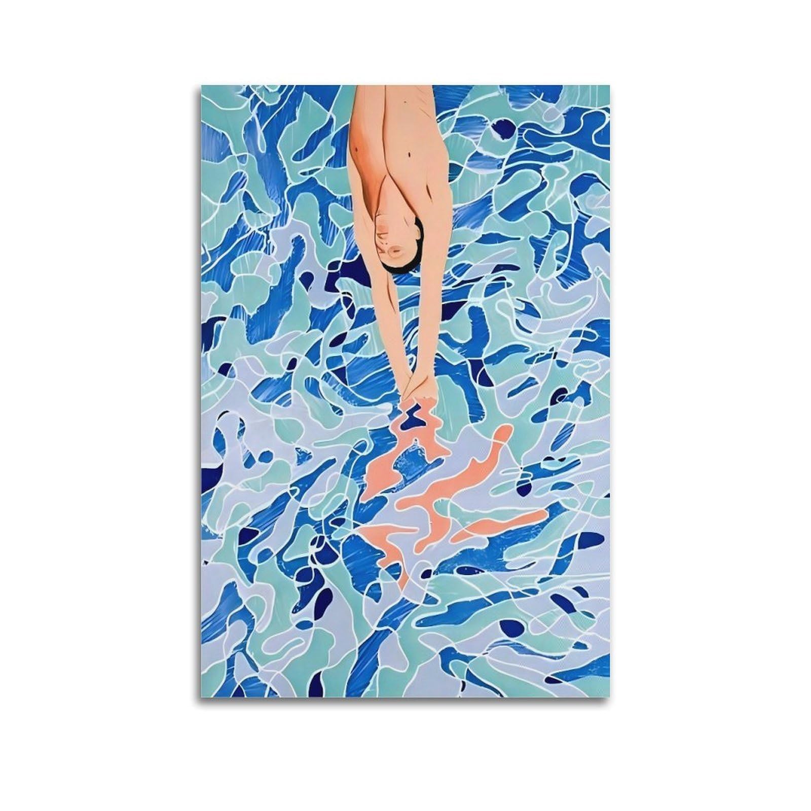 JoenTdrn David Hockney Vintage Abstract Aesthetic Canvas Wall Art Print Home Decor for Bedroom Living Room12x18inch(30x45cm) Unframe-style