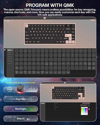 Miniatura 4 de H83 PRO Wireless Mechanical Gaming Keyboard, 75% Gaming Equipment with Knob, Hot Swappable Cardamom Switches, PBT Keycaps, RGB Backlit, USB-C