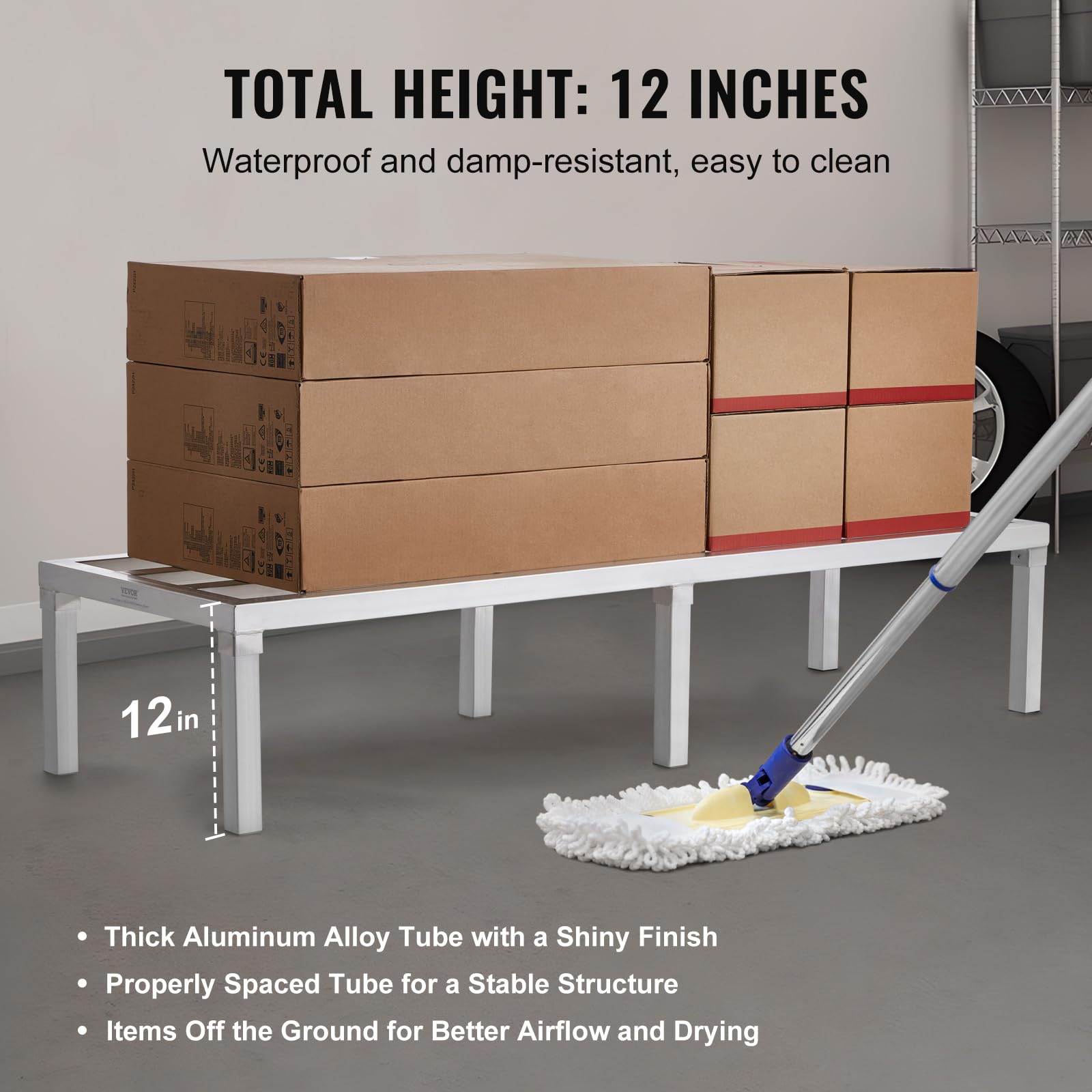 VEVOR Regał aluminiowy, 152 x 50 x 30 cm, komercyjny regał magazynowy, nośność 817 kg, w pełni spawany, regał do przechowywania żywności na podłodze, restauracje, kuchnie, garaż