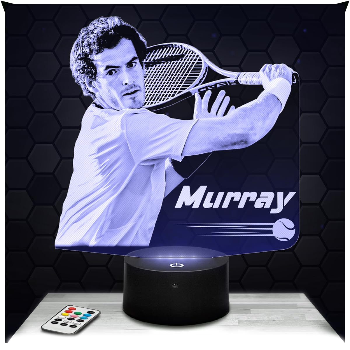 Lampephoto.fr - 3D Lamp A. Murray Scottish Tennis Player Racket Sport Touch Night Light Led, 3D Hologram Effect, Christmas Birthday Gift Idea for Men Women, Bedroom Decoration Object