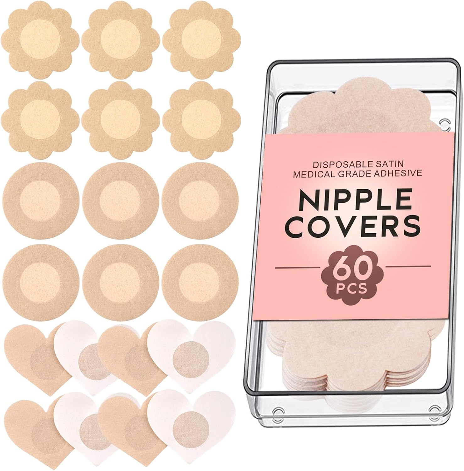 YIUERTEO 60 Pieces Pasties Nipple Covers - Disposable Nipple Petals ...