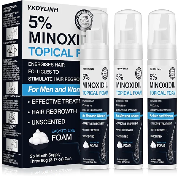 5% Minoxidil Foam– Hair Regrowth Treatment for Men & Women, Prevents Hair Thinning & Strengthens Roots, Minoxidil Foam for Fuller, Healthier Hair
