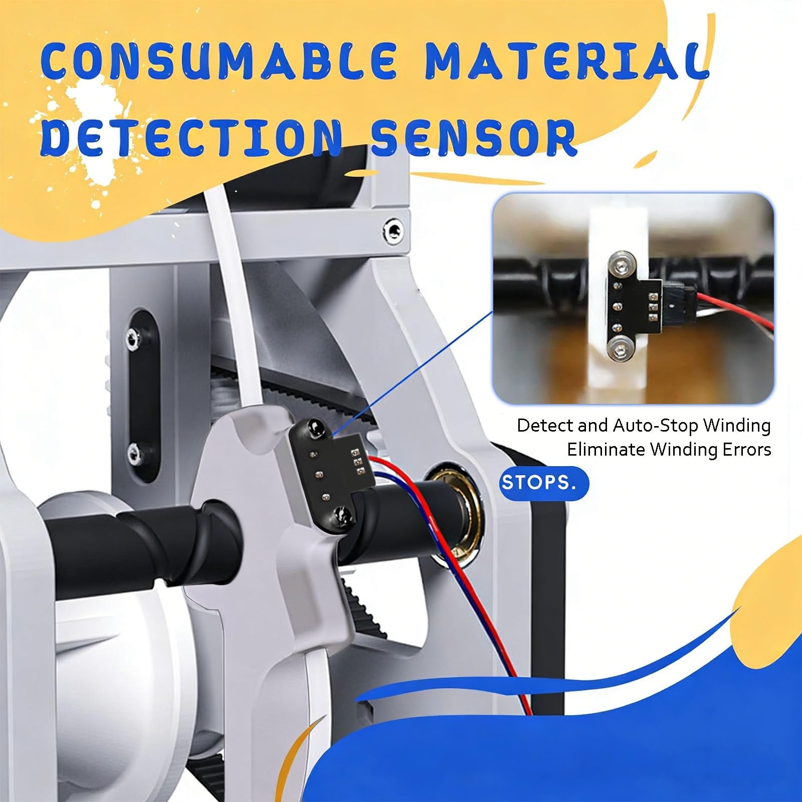 Bobinadora de filamento 3D, rebobinadora eléctrica automática con arranque y parada inteligente para rollos de 1 kg, diseño sin enredos, compatible con PLA ABS para soldadura y costura