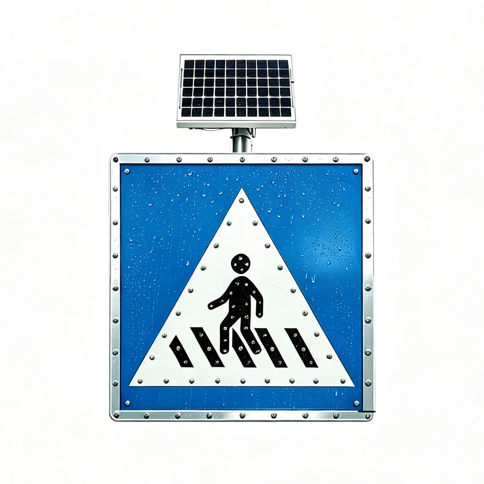 Señal Paso Peatonal Solar LED cartel de Tráfico, Cartel Luminoso Intermitente Alta Visibilidad, Estructura de Aluminio, Película Reflectante de Grado Ingenieril, for Vías de Evacuación(30in)