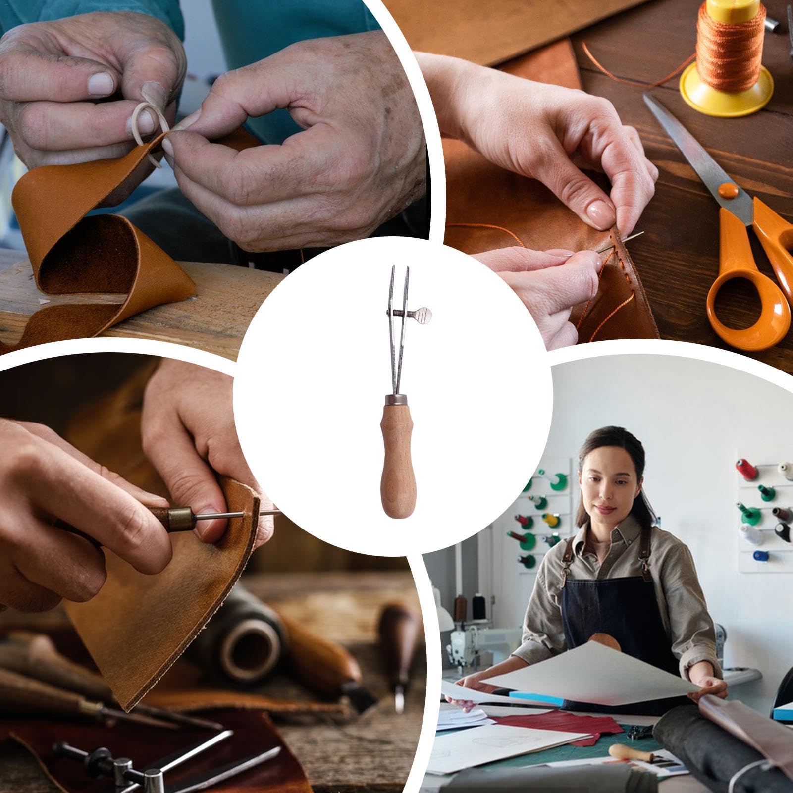 Generisch Lederkantenreißer, Leder-Nutwerkzeug | Scribe Tool Stitching Groover,Verstellbarer Holzgriff, Leder-Anreißer-Markierungswerkzeug, Leder-Anreißer, Leder-Handwerkswerkzeuge