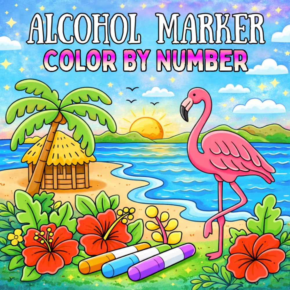 Alcohol Marker Color By Number: Large Print Designs for Adults – Butterfly, Nature and Flowers, Images for Everyone to Enjoy