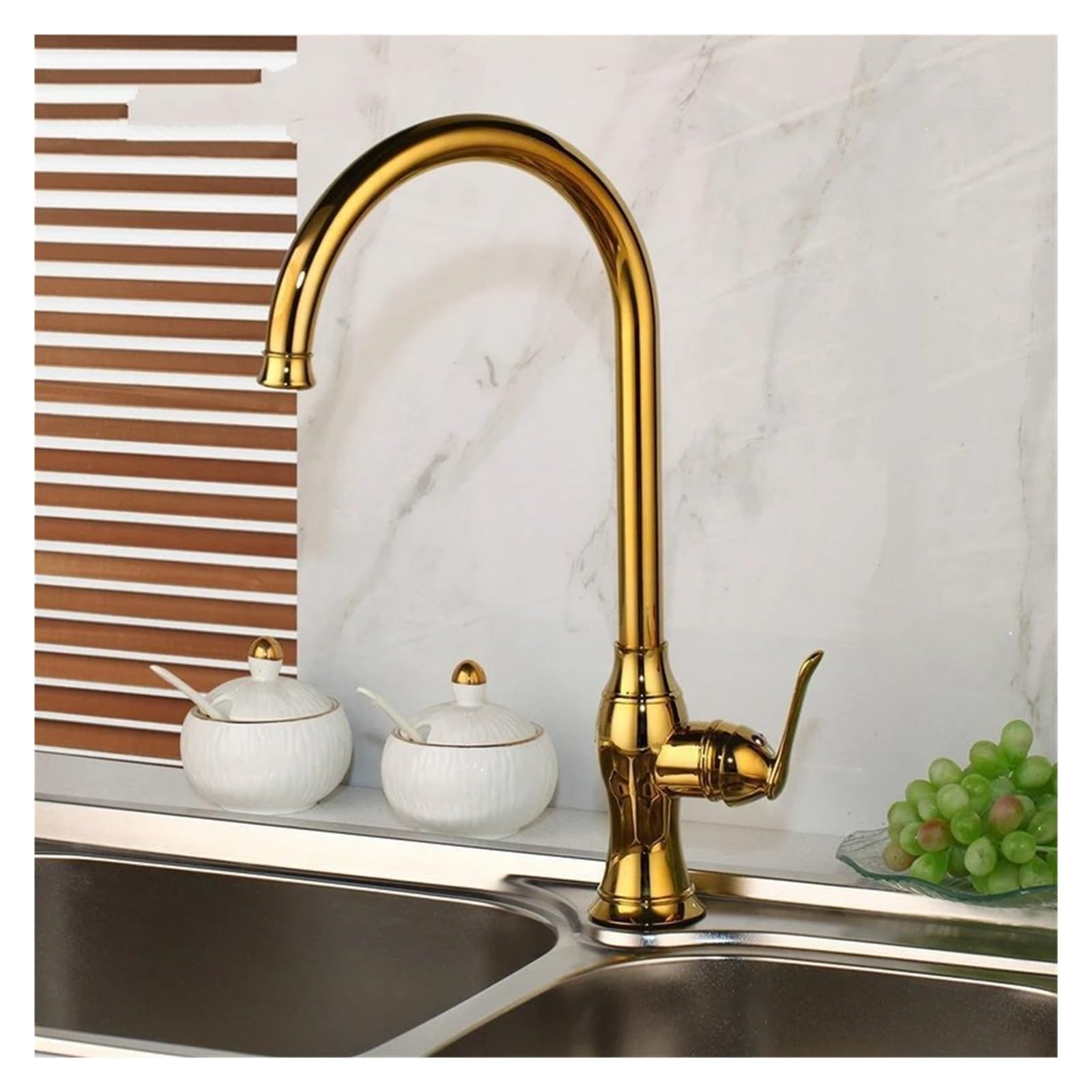 Wiquybml Gold Polished Rotating Single Handle Basin Mixer Tap For Bathroom & Kitchen Sink Swivel Faucet