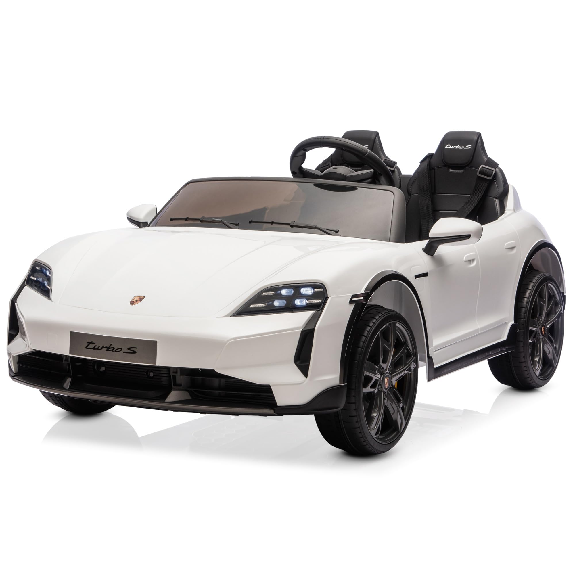 Kidzone 2 Seater Ride On Car, 12V Licensed Porsche Taycan Turbo S Cross Turismo Battery Powered Electric Sports Car Toy w/Remote Control, LED Lights,