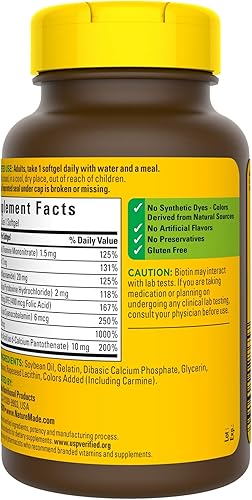 Miniatura 23 de Nature Made Super B Energy Complex, suplemento dietético para soporte de función de células cerebrales, 160 cápsulas blandas, suministro para 160