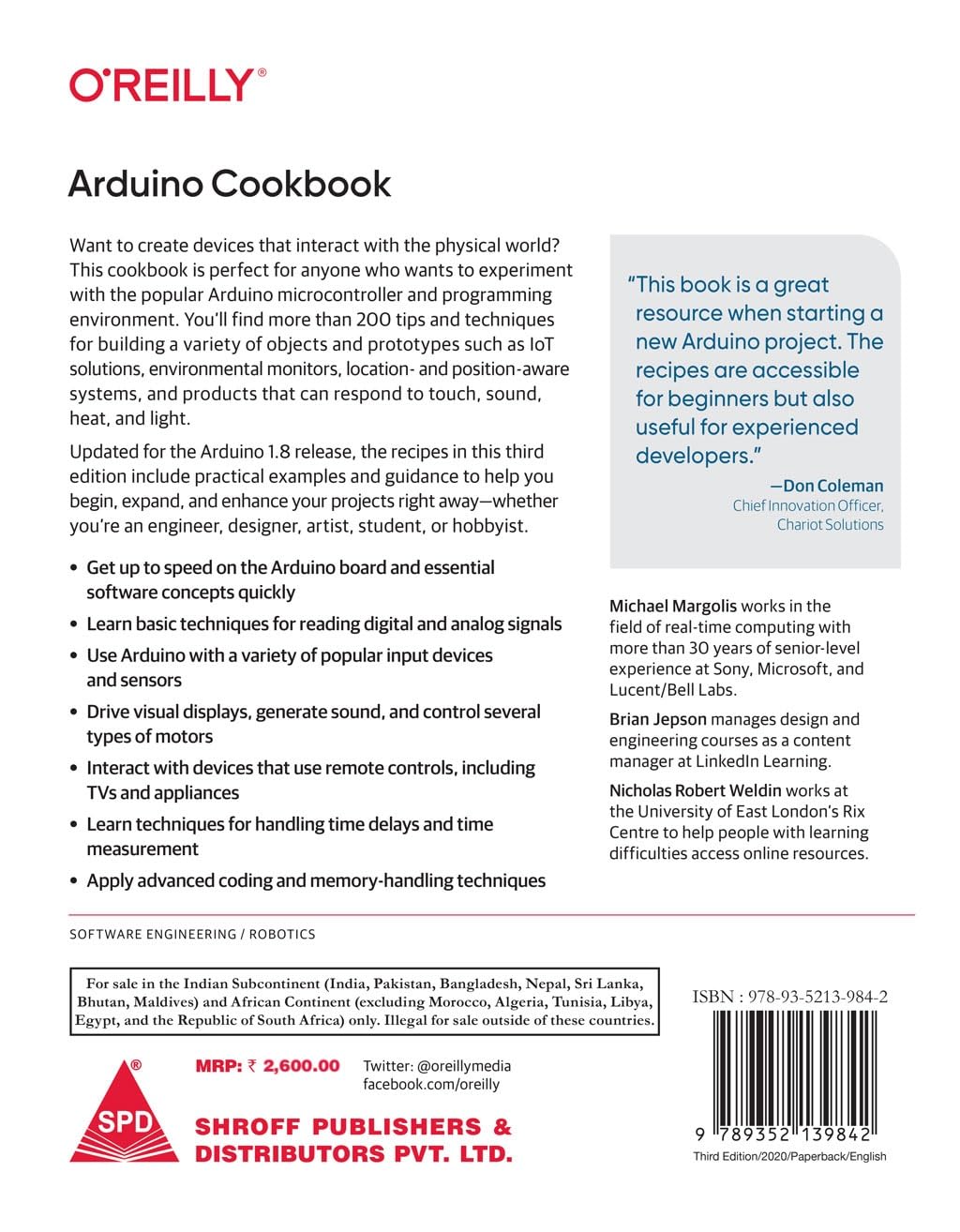 Arduino Cookbook: Recipes to Begin, Expand, and Enhance Your Projects, Third Edition (Greyscale Indian Edition) 1