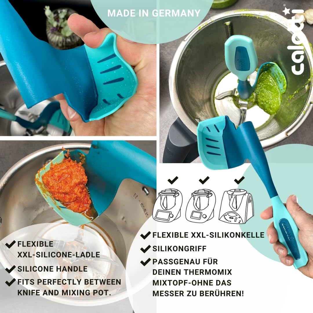 Calotti® Łopatka obrotowa silikonową +, do Thermomix TM6®, TM5® i TM31®. Łatwe zbieranie miksowanych produktów dzięki elastycznemu silikonowi i opatentowanej funkcji centrowania - Made in Germany | TM31, łatwe zbieranie dzięki elastycznemu silikonowi, Mad