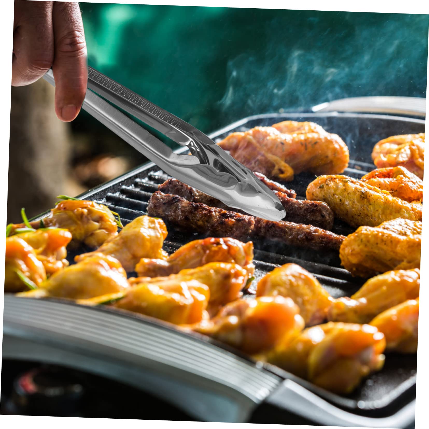 Set di Utensili Barbecue in Acciaio Inox per Campeggio | Clip Multi-funzione, Design Leggero, Accessori per Grigliate All'aperto, Bastoncini Inox, Kit Completo