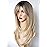 Long Layered Shoulder Length Blonde with white highlight wig Synthetic Hair Multicolor Wigs for White Women (Blonde with White Highlight)