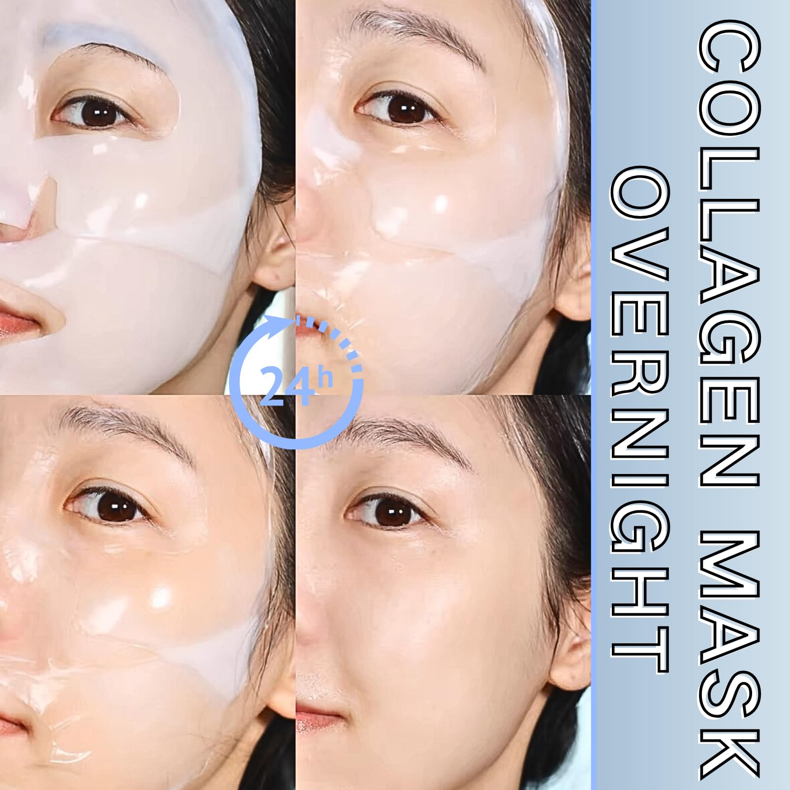 Collagen Face Mask Overnight, Bio Korean Glass Skin Mask 4PCS Skincare Collagen Gel Mask - Image 3