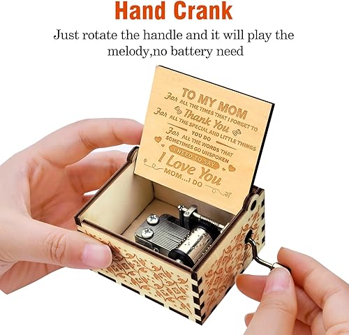Miniatura 4 de Birthday Gifts for Mom Wooden Musical Box from Daughter Son Womens Christmas Hand Crank Music Mothers Day You are My Sunshine Antique Vintage Women