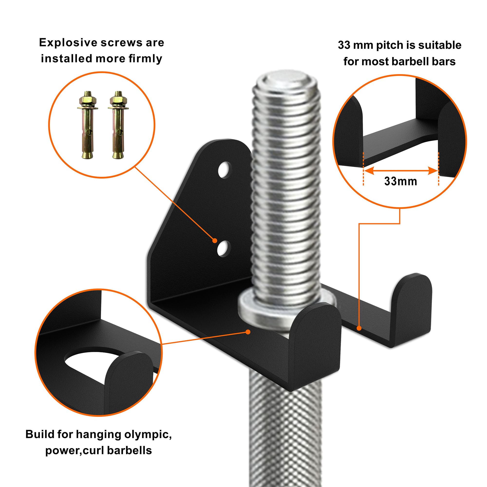 QWORK Langhantel Wandhalterung - Vertikale Hantelablage Aus Stahl Für Heimfitness