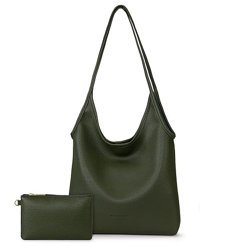 Montana West Slouchy Hobo Bags for Women Soft Designer Shoulder Purses Ladies Top Handle Handbag - 1 Olive Green