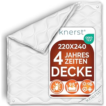 KNERST  Duvet 240 x 220   4 Seasons Duvet 240 x 220 cm   Large Duvet   All Season Duvet 220 x 240 cm for All Season   Duvet 220 x 240 cm   Lightweight Summer Duvet and Warm Winter Blanket Sommerdecke und  bergangsdecke kombinierbar Ganzjahresdecke Steppdecke waschbar allergikergeeignet OEKO-TEX