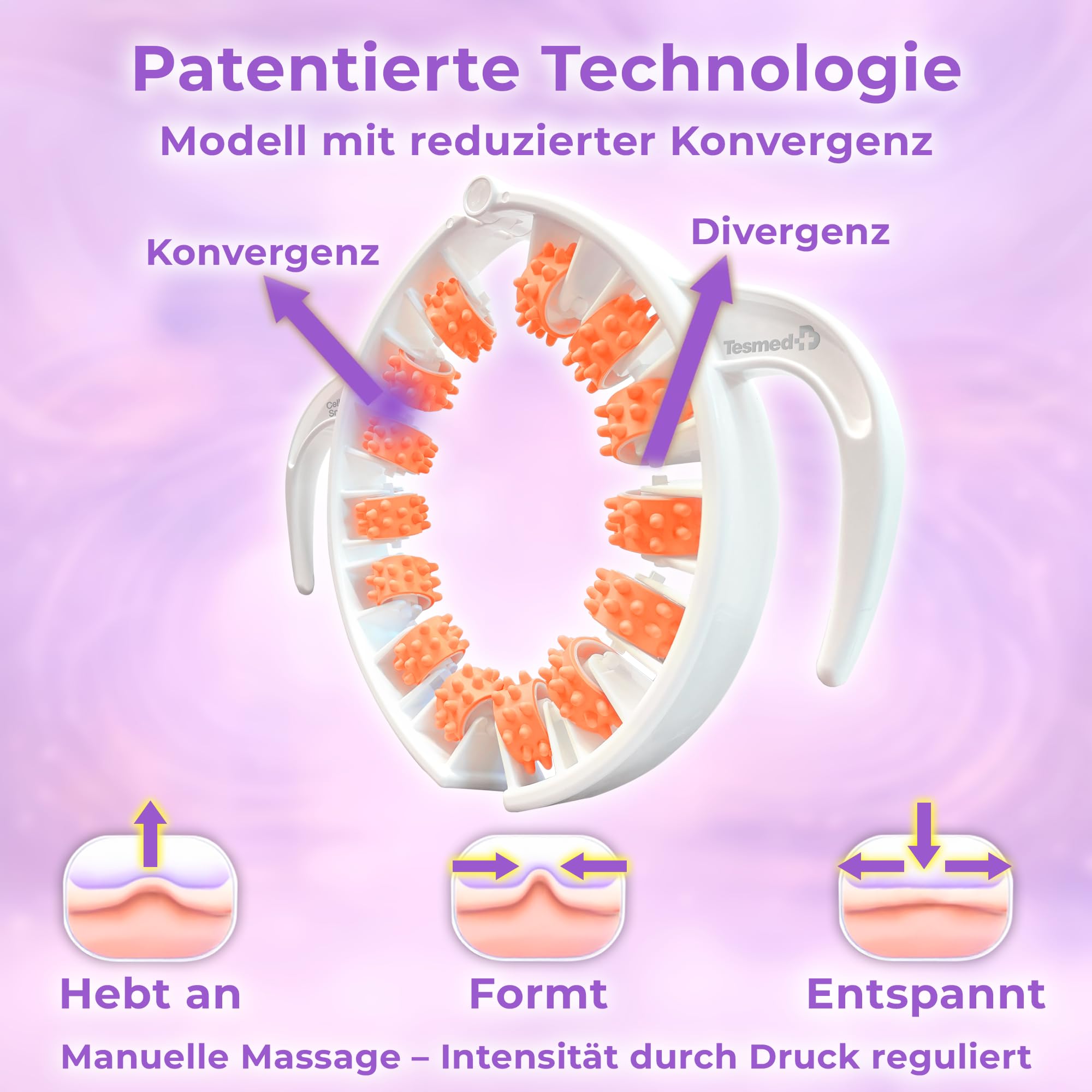 TESMED Cellulite Smooth Manuelles Anti-Cellulite-Massagegerät – Effektive aber sanfte Massage – Beine, Oberschenkel und Gesäß – patentiert – Made in Italy