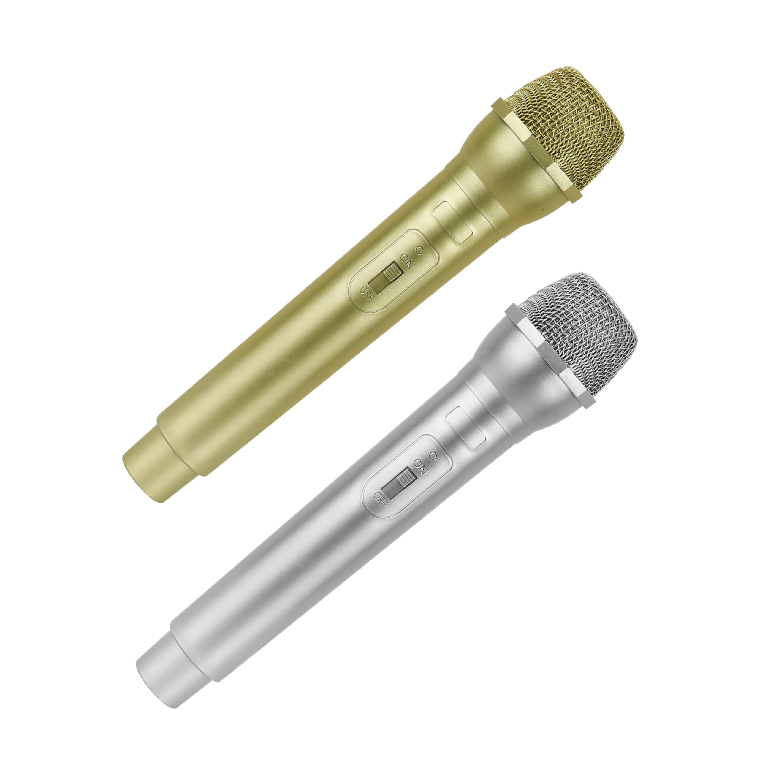 2pcs Fake Microphone Props,Gold Microphone,mic Costume Props,Plastic Realistic Pretend for Home