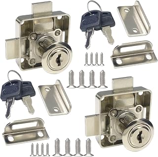 Double Door Cabinet Lock with Double Latch - Right Side Installation (2 Pack) - Keyed Alike - Drilling Diameter 3/4" or 19mm for (3/5" - 7/8") Door Panel