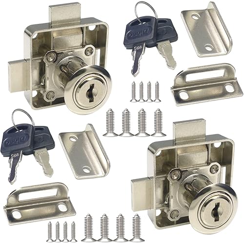 Double Door Cabinet Lock with Double Latch - Right Side Installation (2 Pack) - Keyed Alike - Drilling Diameter 3/4" or 19mm for (3/5" - 7/8") Door Panel