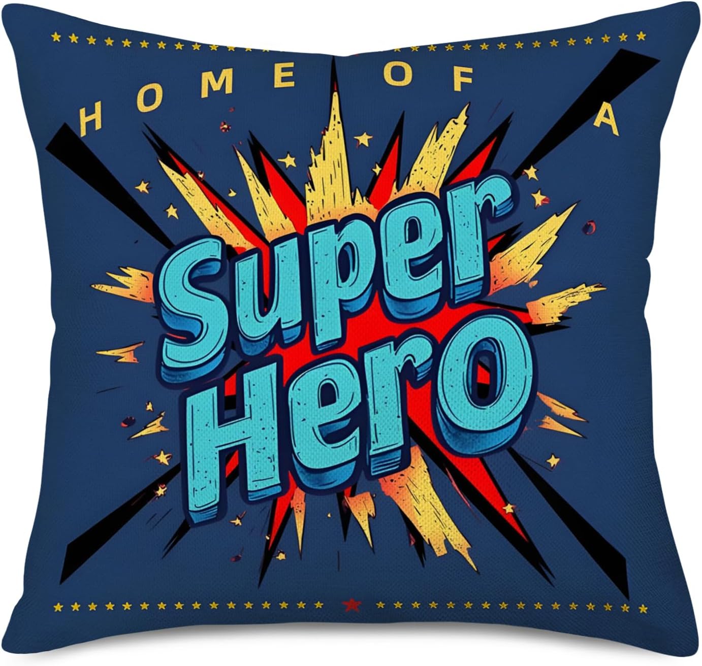 Super Hero Quote Throw Pillow Case Cushion Cover Exclamation Pattern Decorative Square 18x18 Inch Pillowcase Best Gift (Super Hero-Blue)