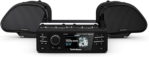 Rockford Fosgate HD9813RG-STAGE1 Receptor de medios digitales y kit de dos altavoces para Harley-Davidson Road Glide 1998-2013