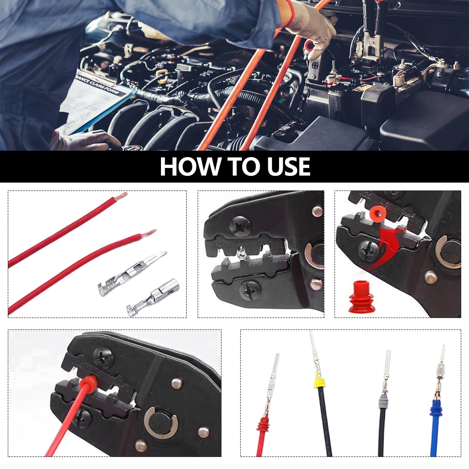Connettore Elettrico Automobile Kit 950 Pz Pin Connettore 1/1,5/1,8/2,2/2,3/2,5/2,8/3,5 mm Maschio e Femmina Per Auto Moto e Barche